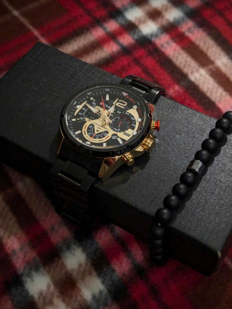 Horloge met kralen armband set in nieuwstaat, Overige merken, Staal, Polshorloge, Kunststof