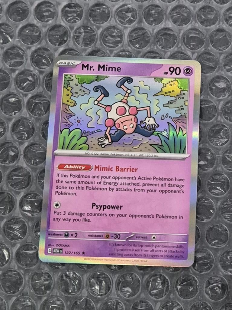 Holo Foil Mr. Mime 122/165 Scarlet & Violet 151 MEW, Ophalen of Verzenden, Zo goed als nieuw, Losse kaart, Foil