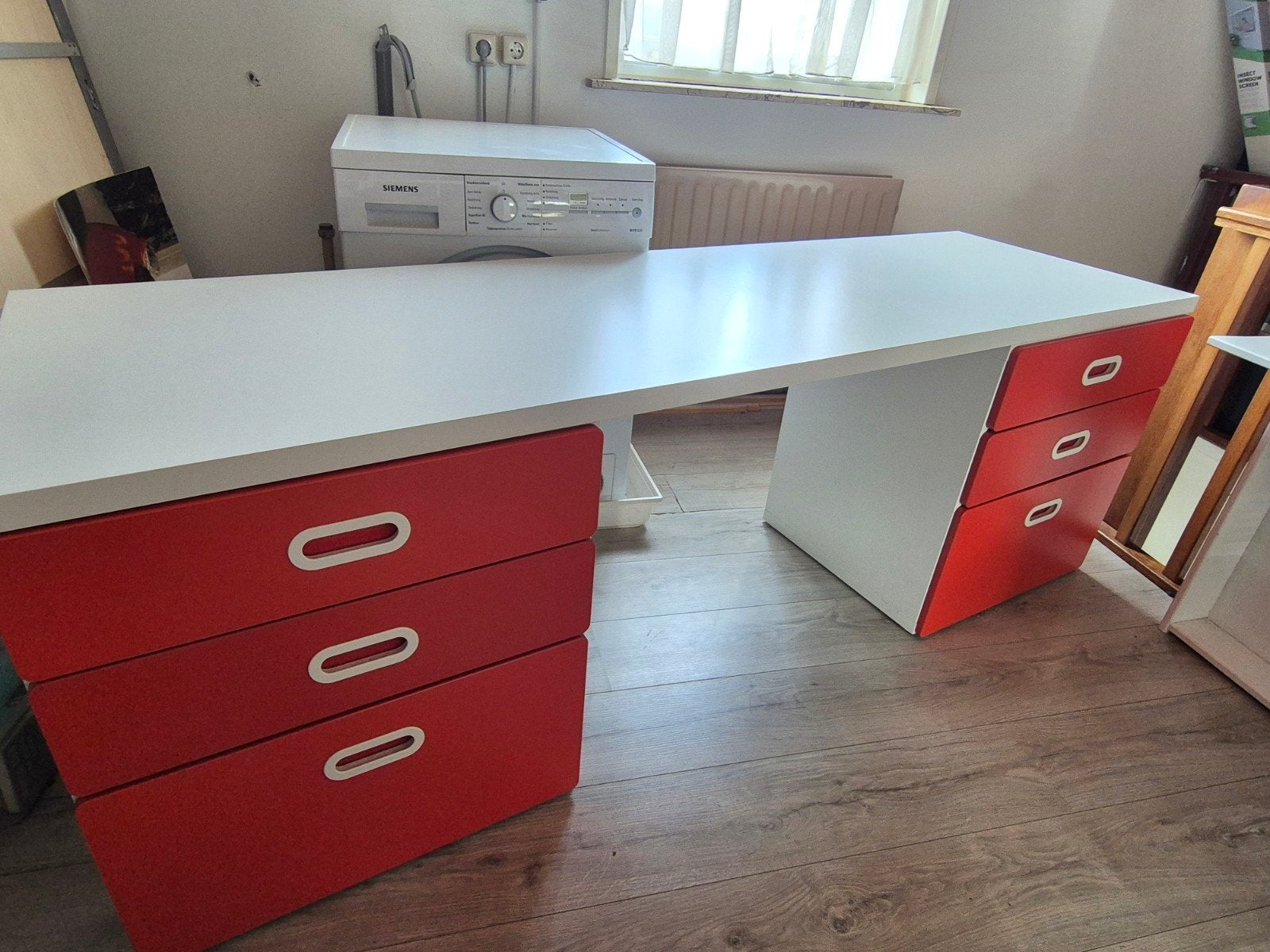 Ikea ladekasten Stuva/Småstad en Ikea tafelblad 200x60, Ophalen, 5 laden of meer, 150 tot 200 cm, Zo goed als nieuw