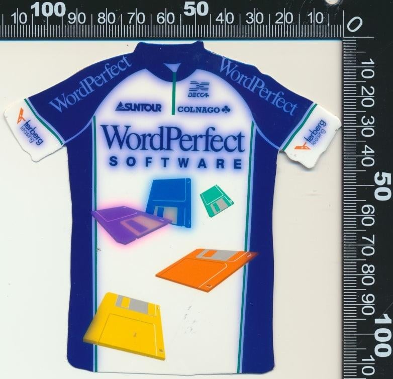Sticker: WordPerfect Software - Wielerploeg (1), Ophalen of Verzenden, Zo goed als nieuw, Sport