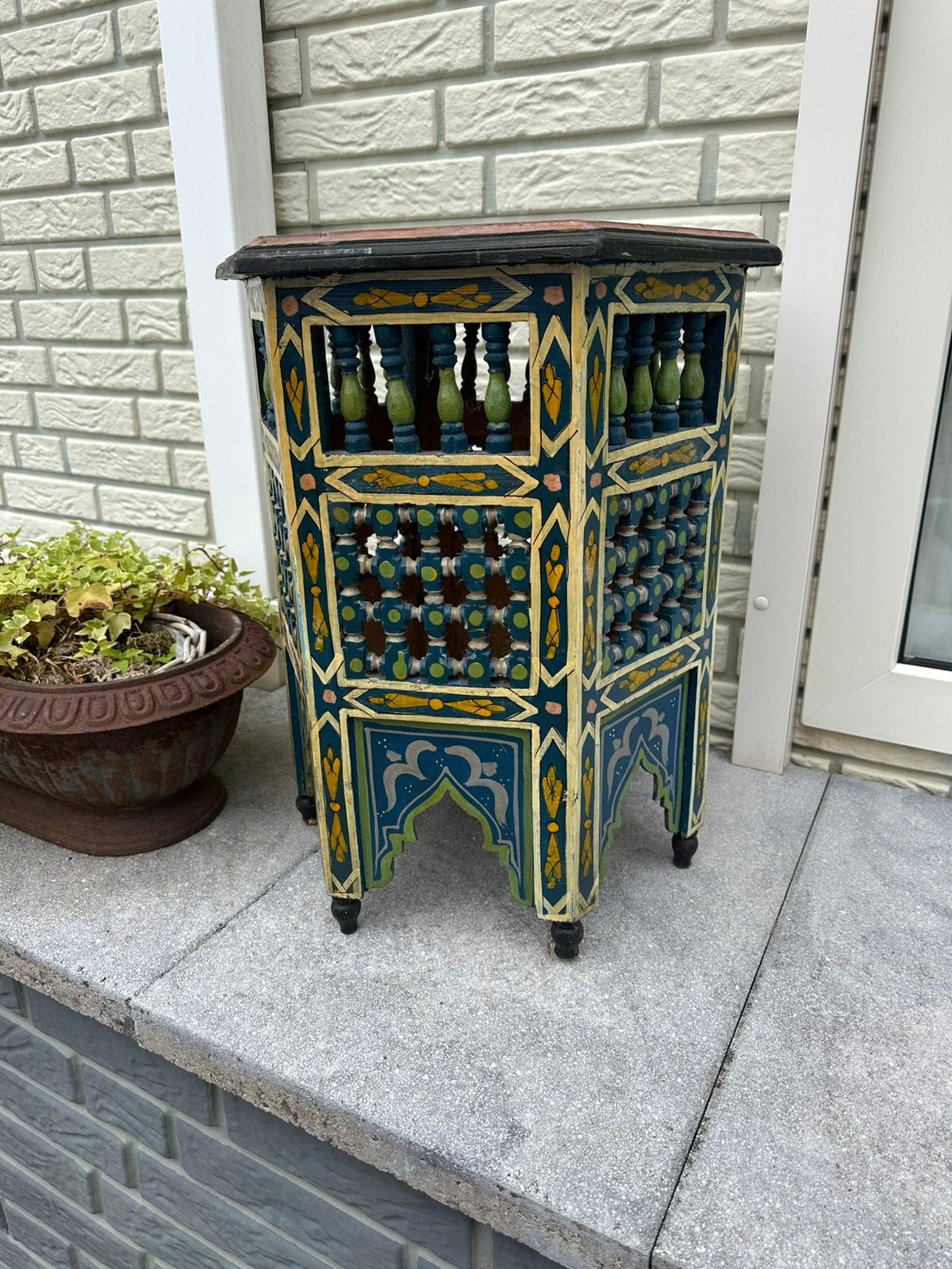 Vintage Handbeschilderd Marokkaans Moorish bijzettafeltje, Verzenden