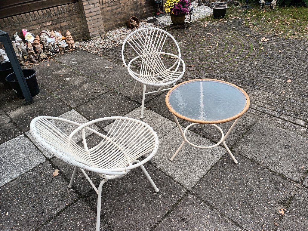 bijzet tafel + stoelen, Huis en Inrichting, Ophalen, Gebruikt, Twee, Wit