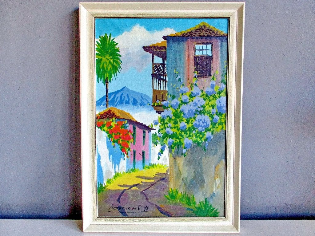 Schilderij El Teide of Etna Espagna Italy vulkaan olieverf, Ophalen of Verzenden, Hout, Olieverf, Landschap