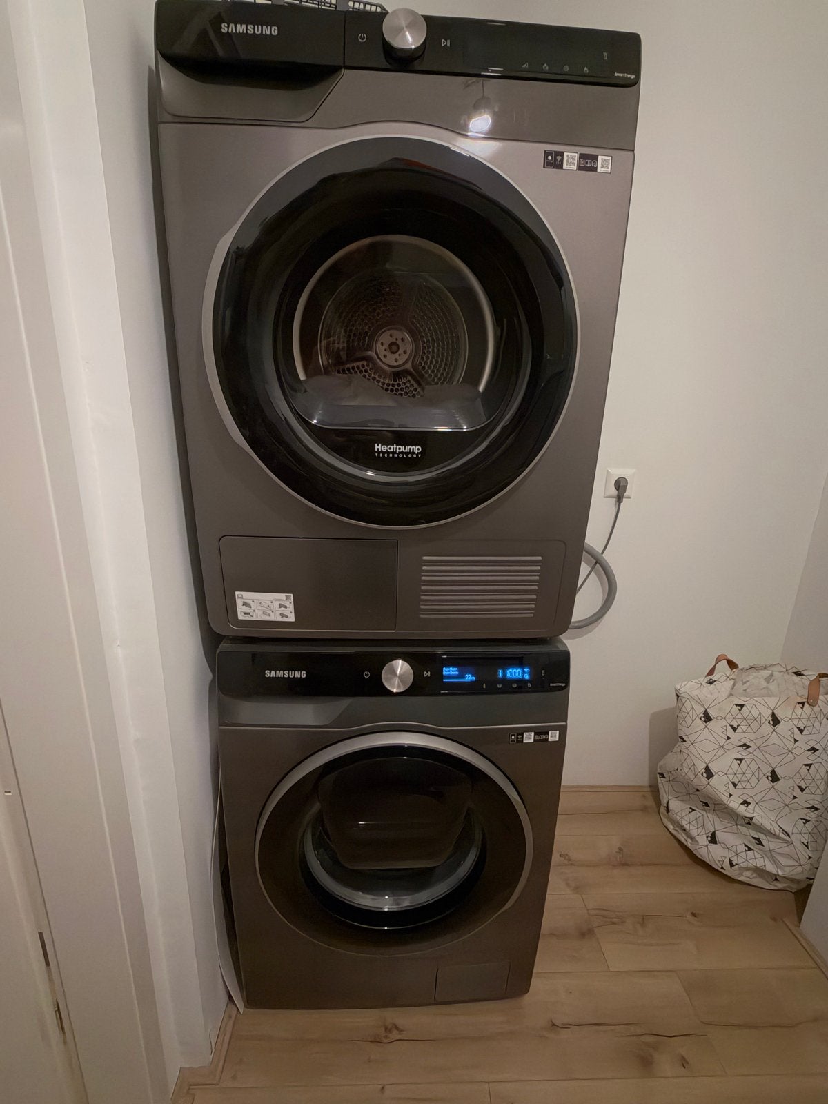 Samsung WW80T654ALX AddWash + DV80T6220LX - Zo goed als nieu, Ophalen, 1200 tot 1600 toeren, 8 tot 10 kg, Zo goed als nieuw