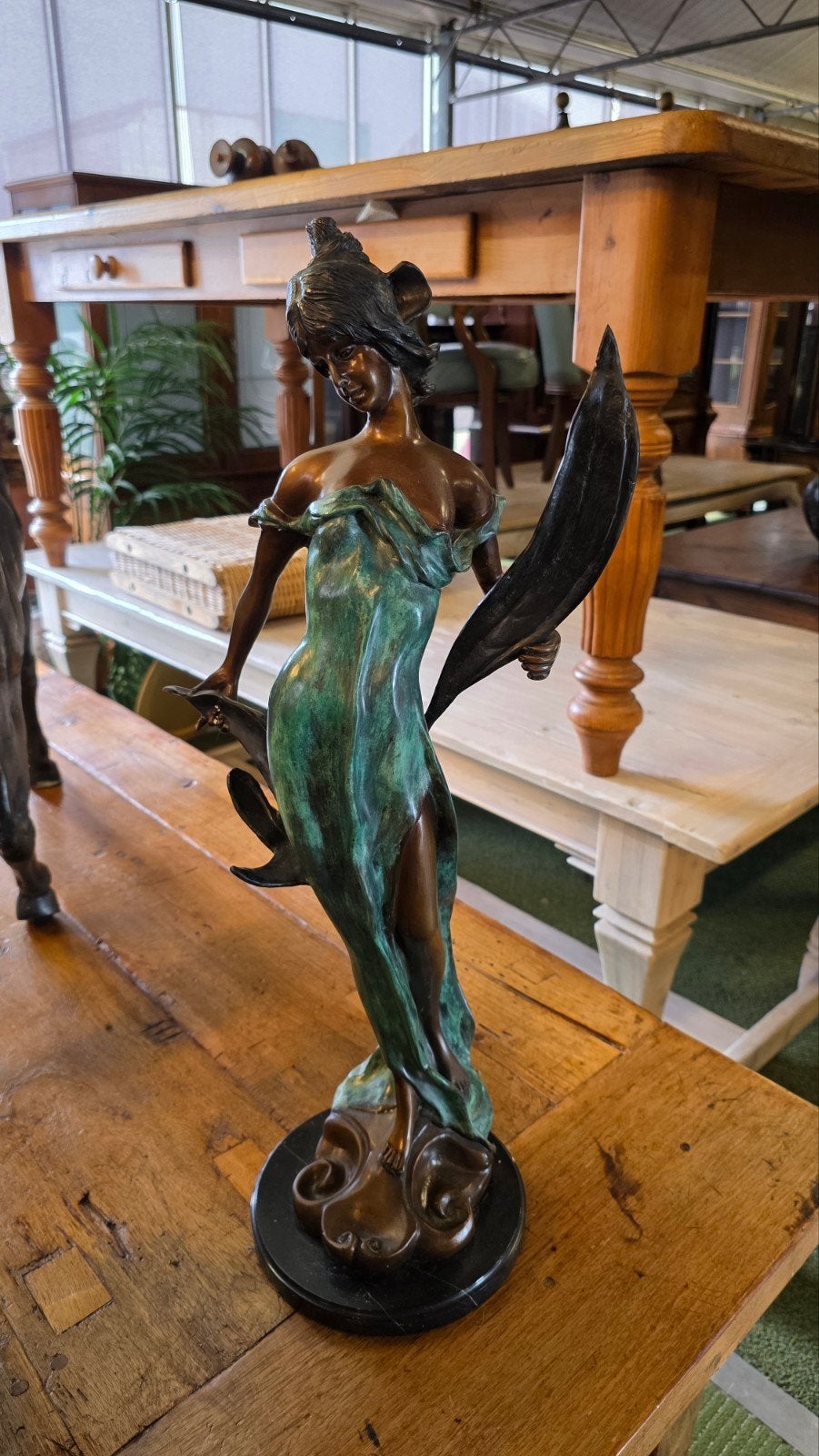 Antiek bronzen beeld van vrouw, Antiek en Kunst, Kunst | Beelden en Houtsnijwerken, Ophalen