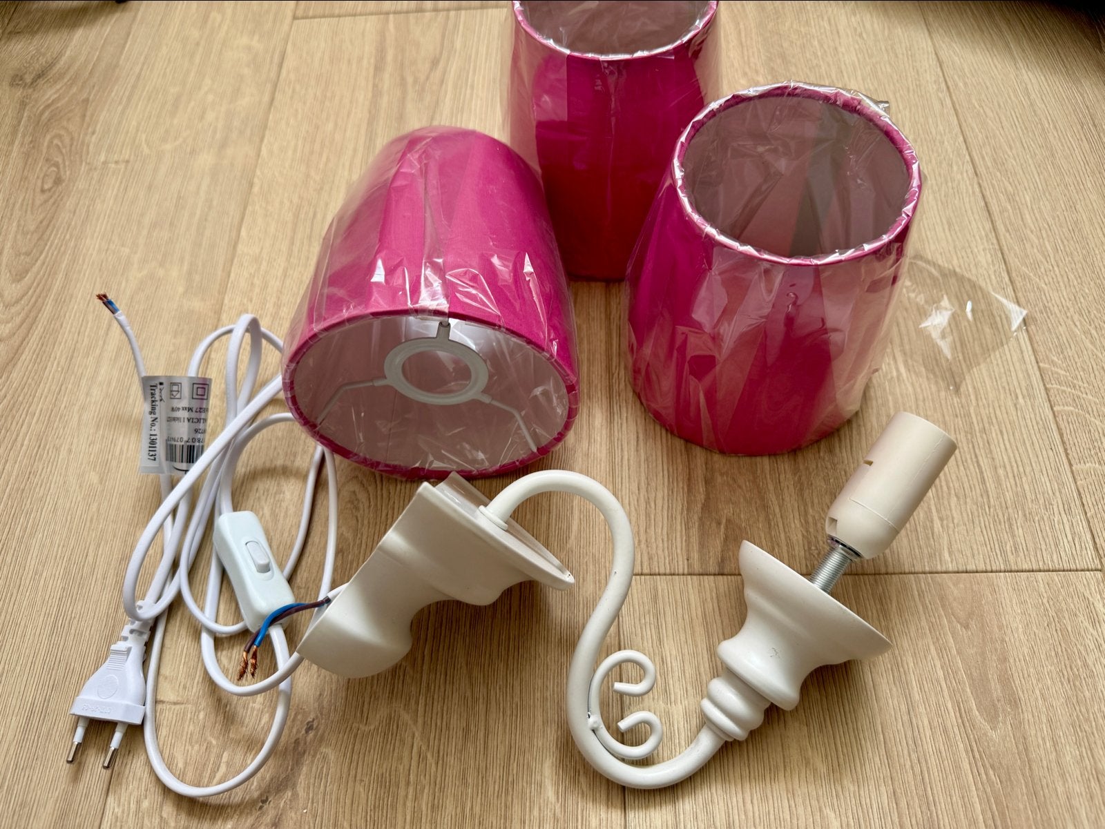 Wandlampen 3 set met roze kappen - Light & Living ALICIA, Ophalen, Roze, E14 (klein), Nieuw