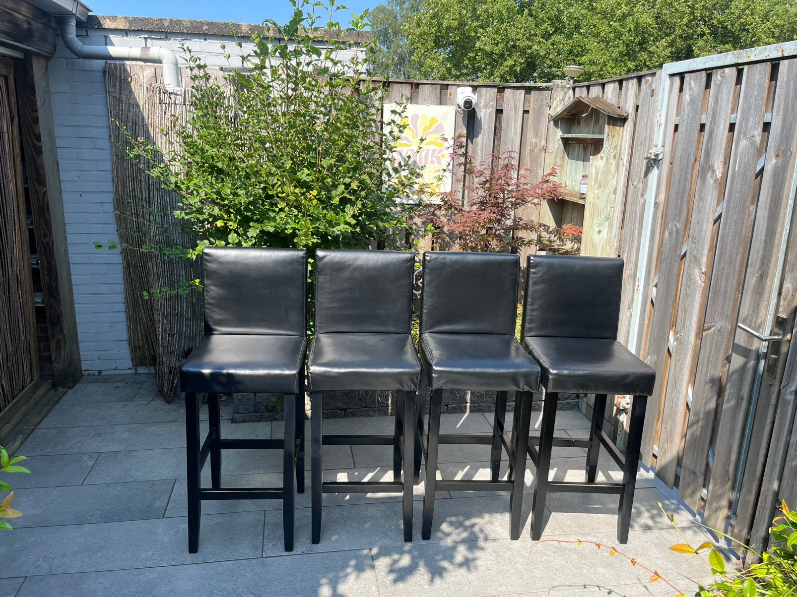 Zwarte barkrukken, Huis en Inrichting, Barkrukken, 4 krukken, Ophalen, Gebruikt, 60 tot 90 cm