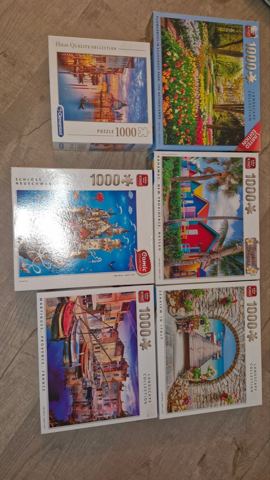 5x King Legpuzzels 1000 stukjes en 1x Clementoni, Ophalen of Verzenden, 500 t/m 1500 stukjes, Gebruikt, Legpuzzel