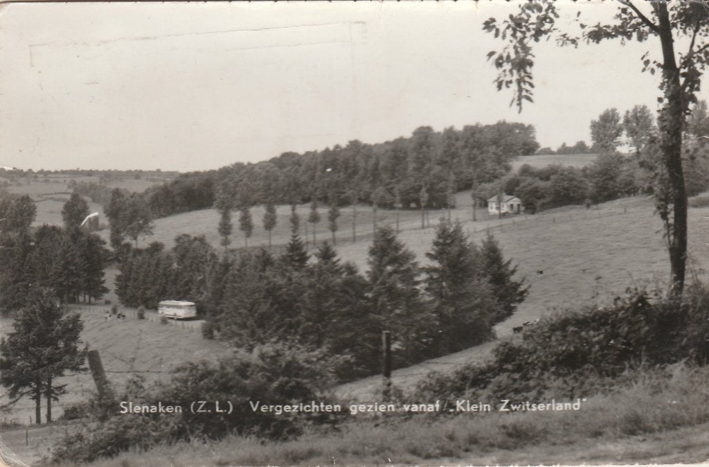 SLENAKEN Vergezicht vanaf Klein Zwitserland met Bus, Verzenden, 1940 tot 1960, Gelopen, Noord-Holland
