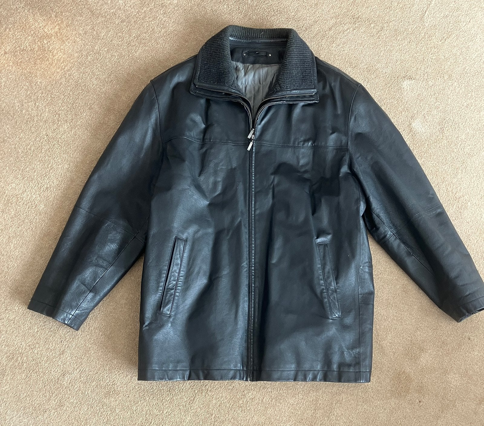 Zwarte leren jas maat 54 Angelo Litrico, Ophalen of Verzenden, Gedragen, Maat 56/58 (XL), Zwart