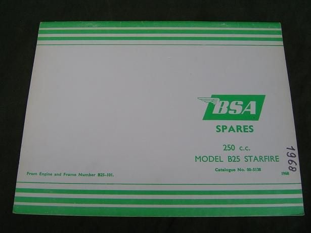 BSA B25 250cc Starfire 1968 motorcycle parts list, Ophalen of Verzenden, Overige merken