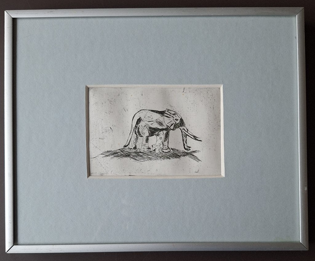 Olifant - pentekening? gravure?, Ophalen of Verzenden
