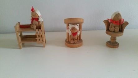 3 houten beeldjes, Ophalen of Verzenden, Gebruikt, Mens
