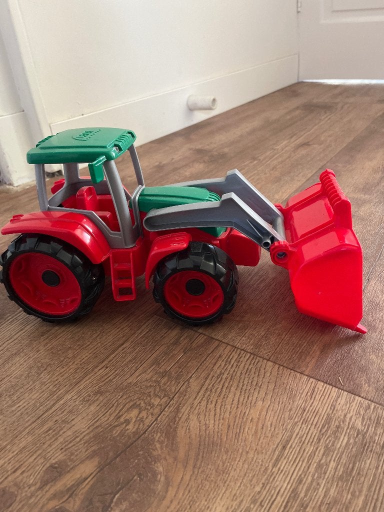 Rode speelgoedtractor met voorlader, Ophalen of Verzenden, Zo goed als nieuw