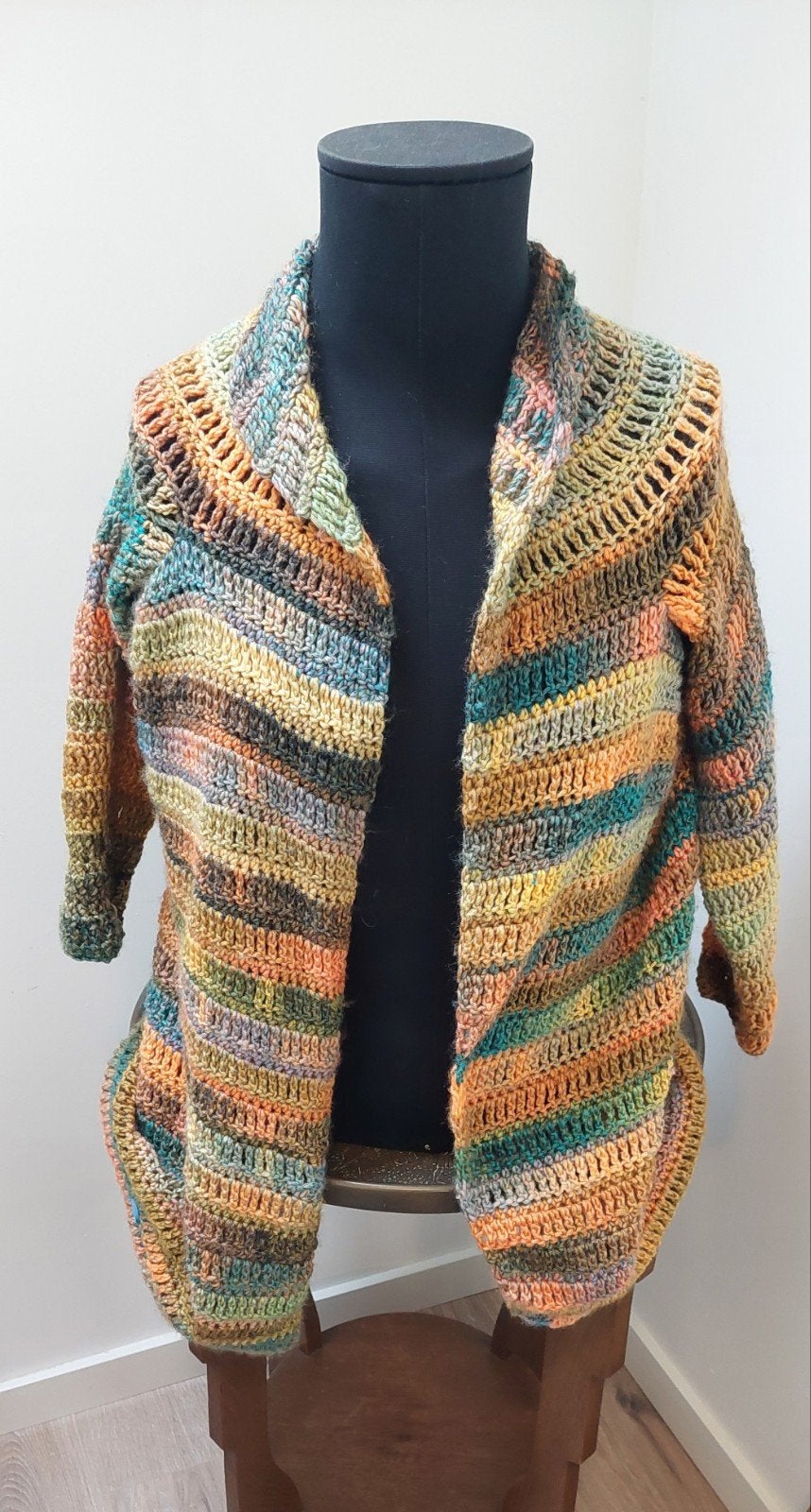 Nieuw gehaakt lang vest L/XL uniek handgemaakt, Handgemaakt, Ophalen of Verzenden, Nieuw, Maat 42/44 (L)