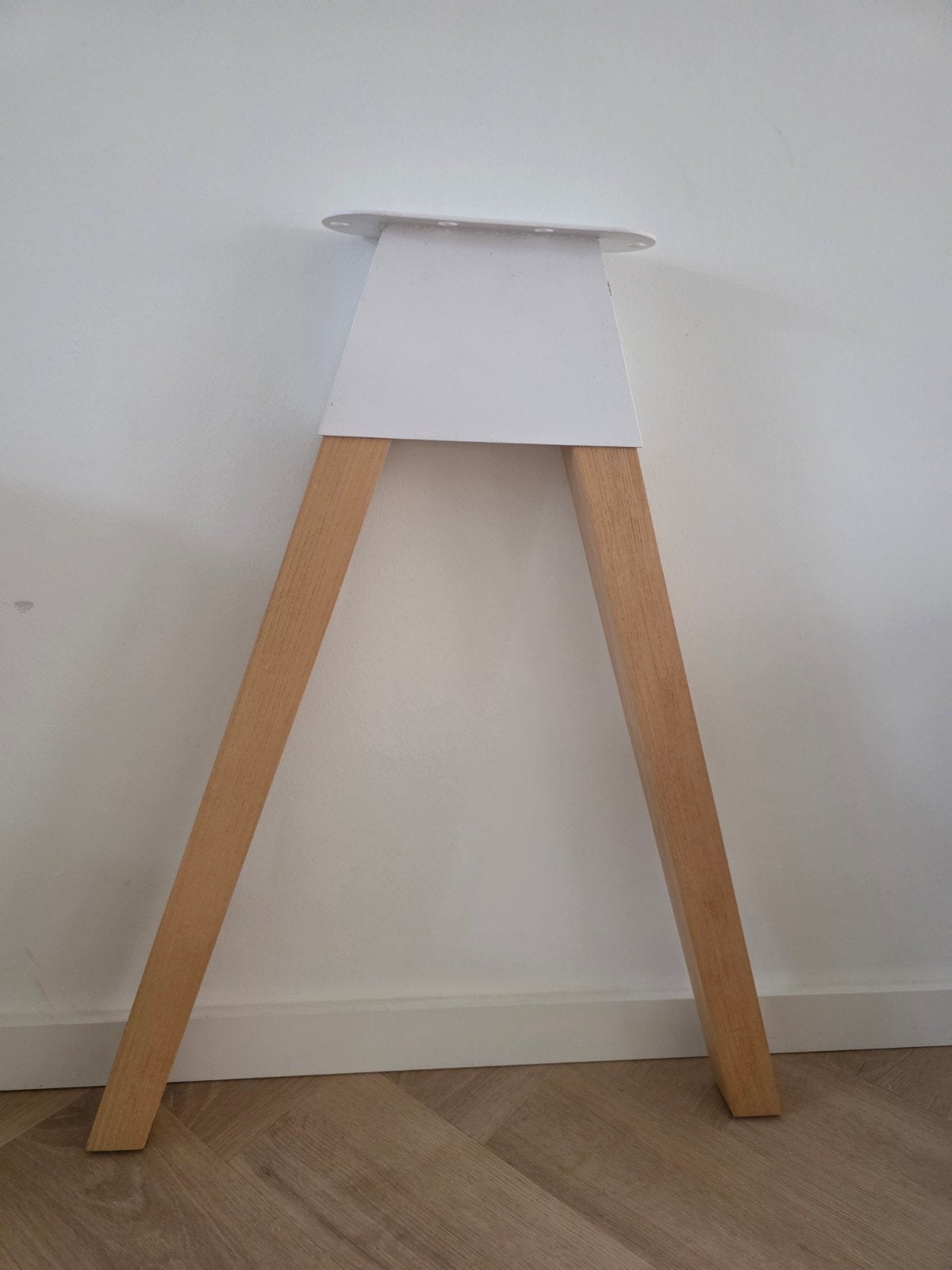 Tafelpoten (2 stuks) - Hout en Wit Metaal, Tafelpoot, Gebruikt, 50 tot 100 cm, Rond
