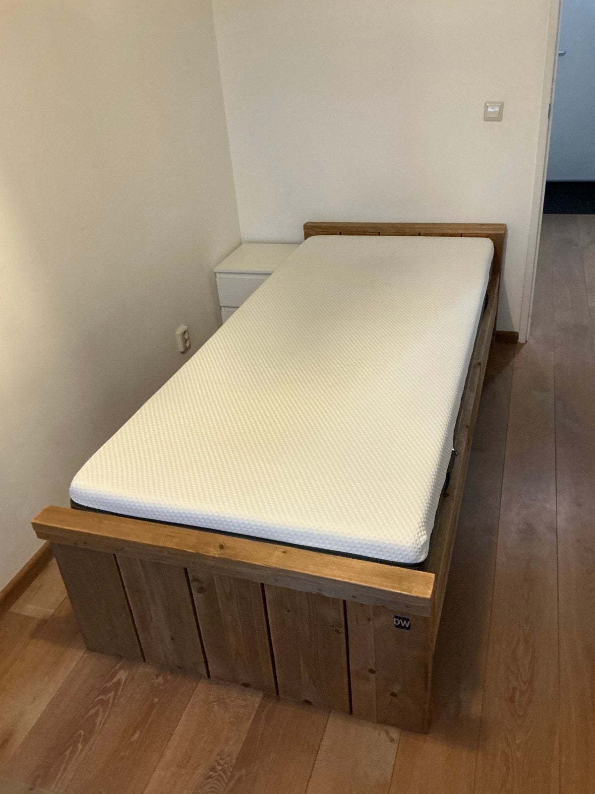 Eenpersoonsbed van Dutch Wood met Emma matras, Ophalen, Eenpersoons, Bruin, 210 cm