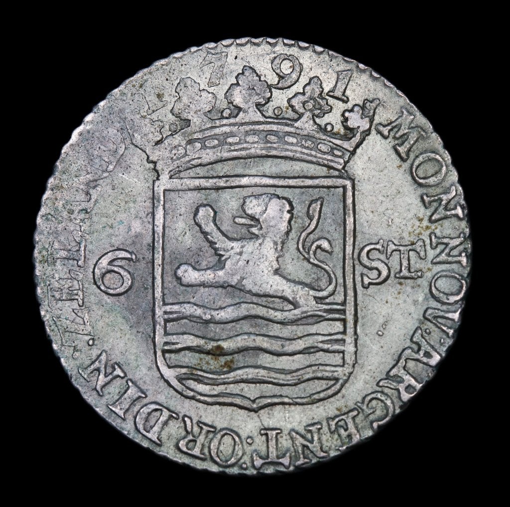 Scheepjesschelling Zeeland, 1791. Zfr/ Pr., Postzegels en Munten, Vóór koninkrijk, Zilver, Losse munt, Overige waardes