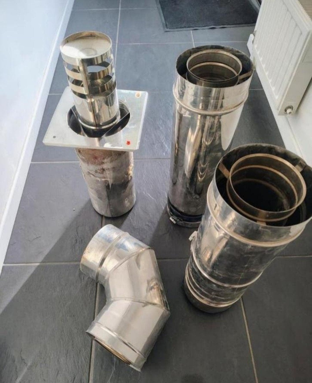5-delig set rookgasafvoer rvs Thermovent, Ophalen, Gebruikt, Afzuiger