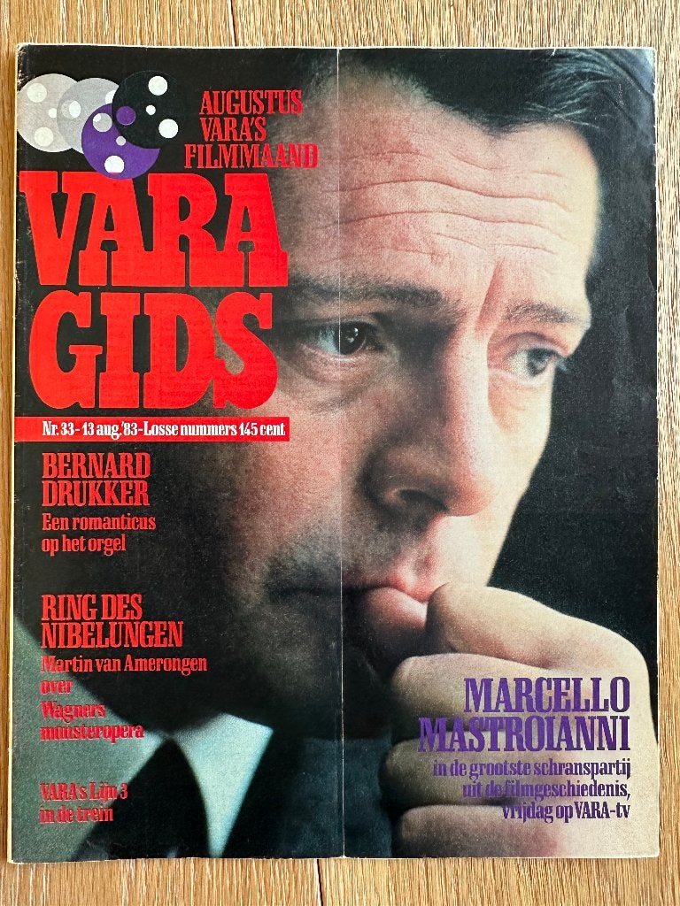 VARA Gids 13 aug 1983, Marcello Mastroianni, Wagner, Nena, Boeken, Ophalen of Verzenden, Gelezen, Muziek, Film of Tv
