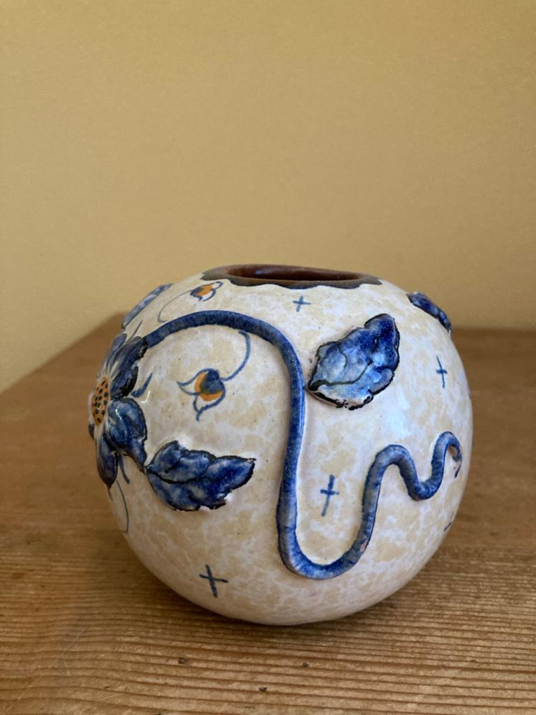 Antieke Zenith Gouda vaas, bolvormig met bloemmotief, Antiek en Kunst, Ophalen of Verzenden