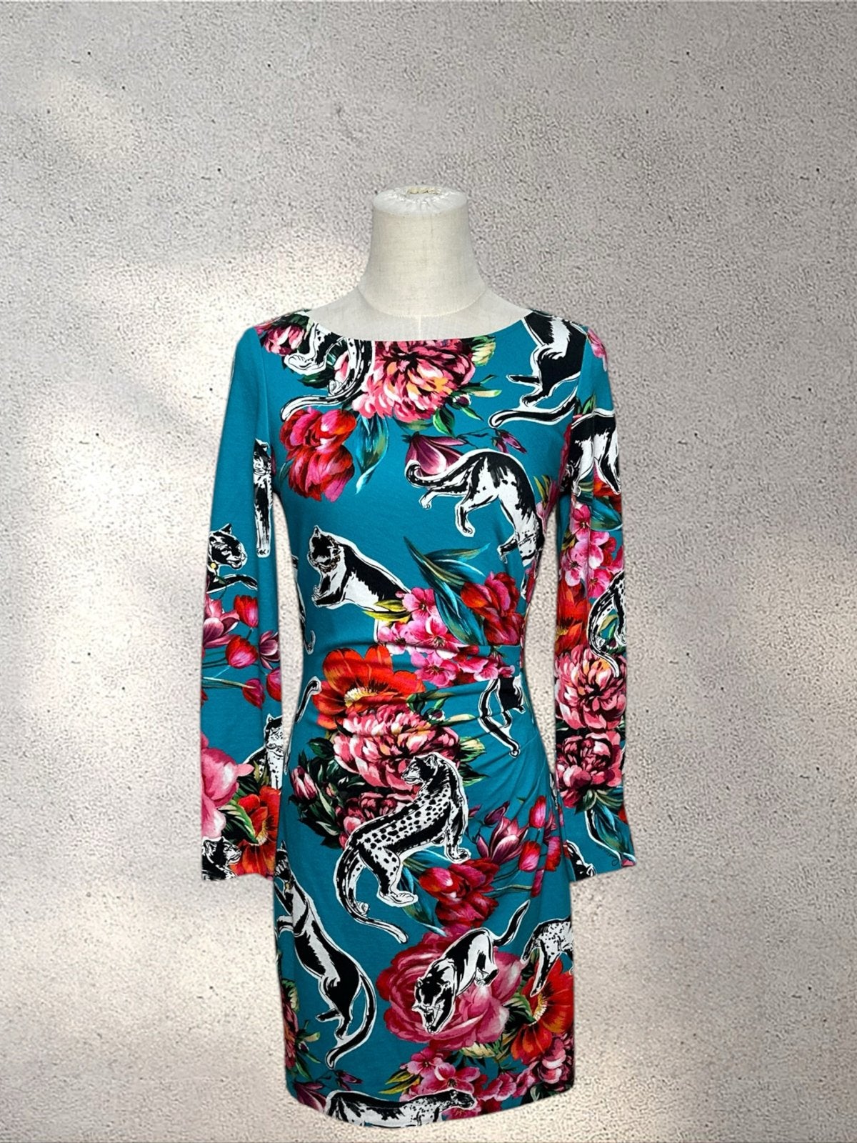 Cavalli Class Jurk met Dierenprint en Bloemen - Maat 34, Kleding | Dames, Meerkleurig, Ophalen of Verzenden, Zo goed als nieuw