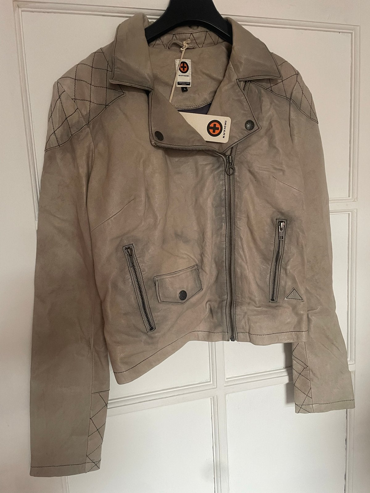 Stoer leren jack van Kuyichi met meerdere zakken, Ophalen of Verzenden, Nieuw, Maat 36 (S), Beige