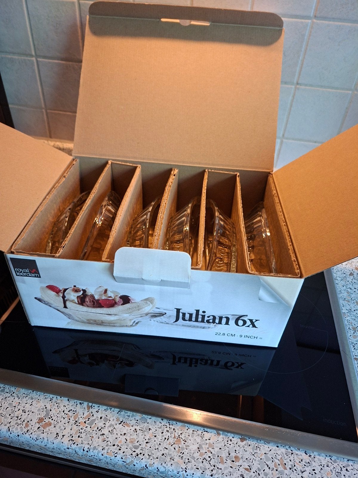 Royal Jordan Julian 6x Glazen IJscoupes - Nieuw in Doos, Nieuw, Ophalen of Verzenden, Overige merken, Glas