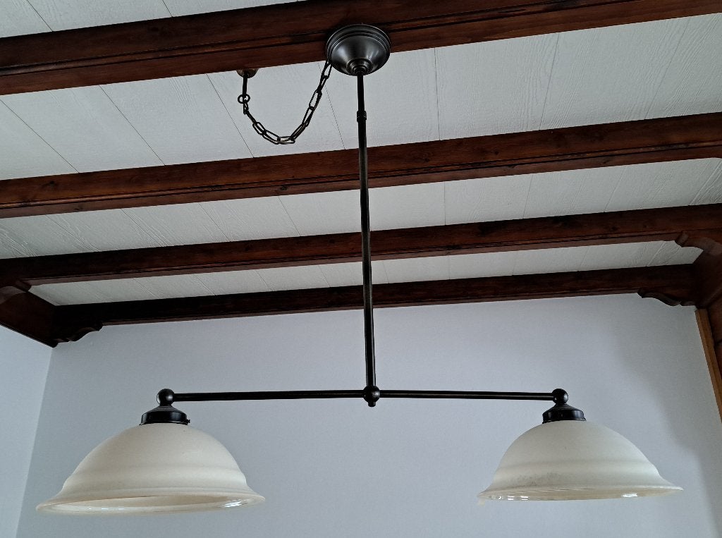 Hang Lamp (dubbele lamp), Ophalen, Zo goed als nieuw, Glas, E27 (groot)