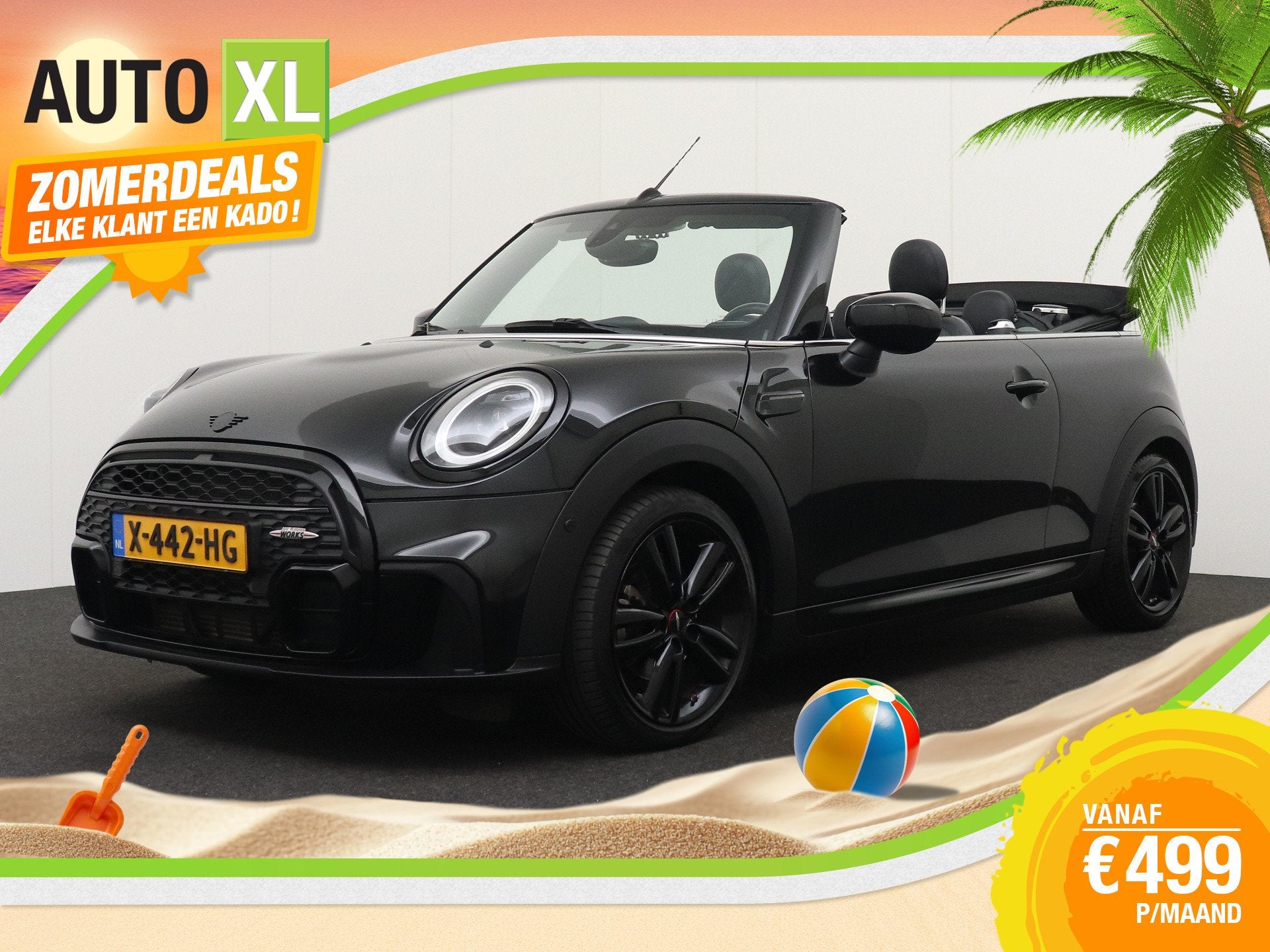 MINI Cabrio 136 PK Aut. Cooper JCW-Pakket Climate Leder Came, Auto's, Mini, 136 pk, Gebruikt, 4 stoelen, Zwart