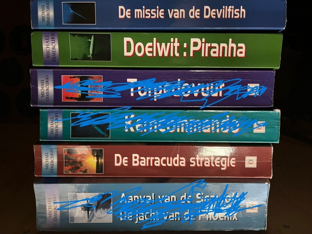 Diverse Michael Dimercurio ‘onderzeeër’ boeken 3 Euro, Ophalen of Verzenden, Gelezen