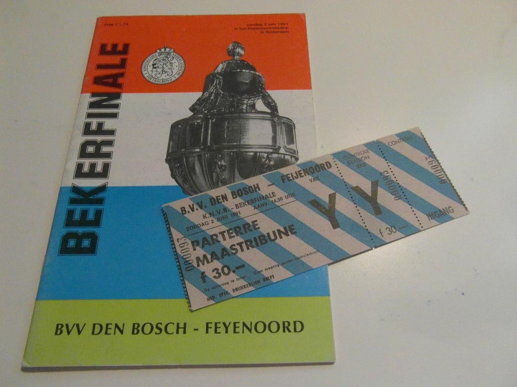 programma ticket fc den bosch feyenoord beker finale 1991, Ophalen of Verzenden, Zo goed als nieuw, Feyenoord, Overige typen