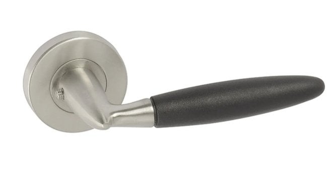Deurklink RVS met Zwart Handvat: nieuw in doos, Ophalen, Nieuw, Rvs, Klink of Kruk