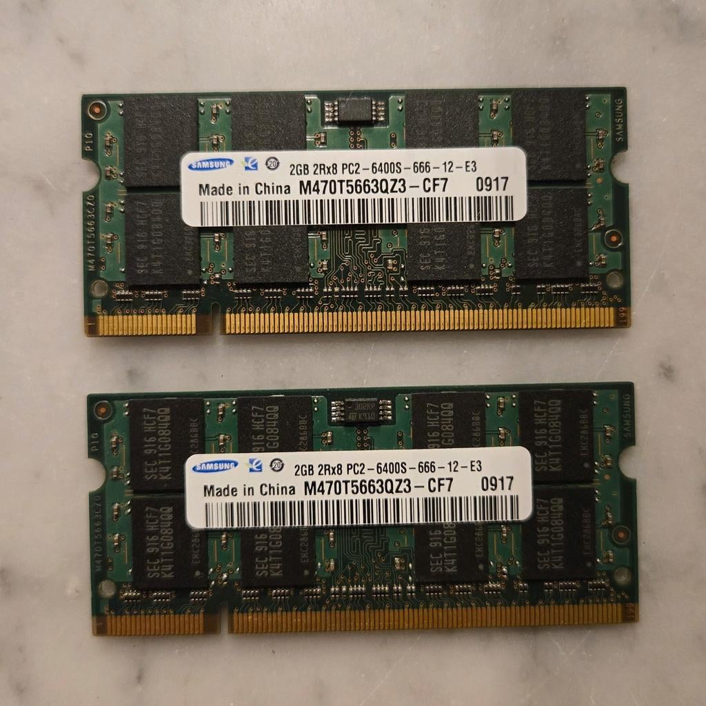 2x2GB DDR2, 800mhz sodimm kit "samsung", Computers en Software, RAM geheugen, Verzenden, Zo goed als nieuw, DDR2, Laptop