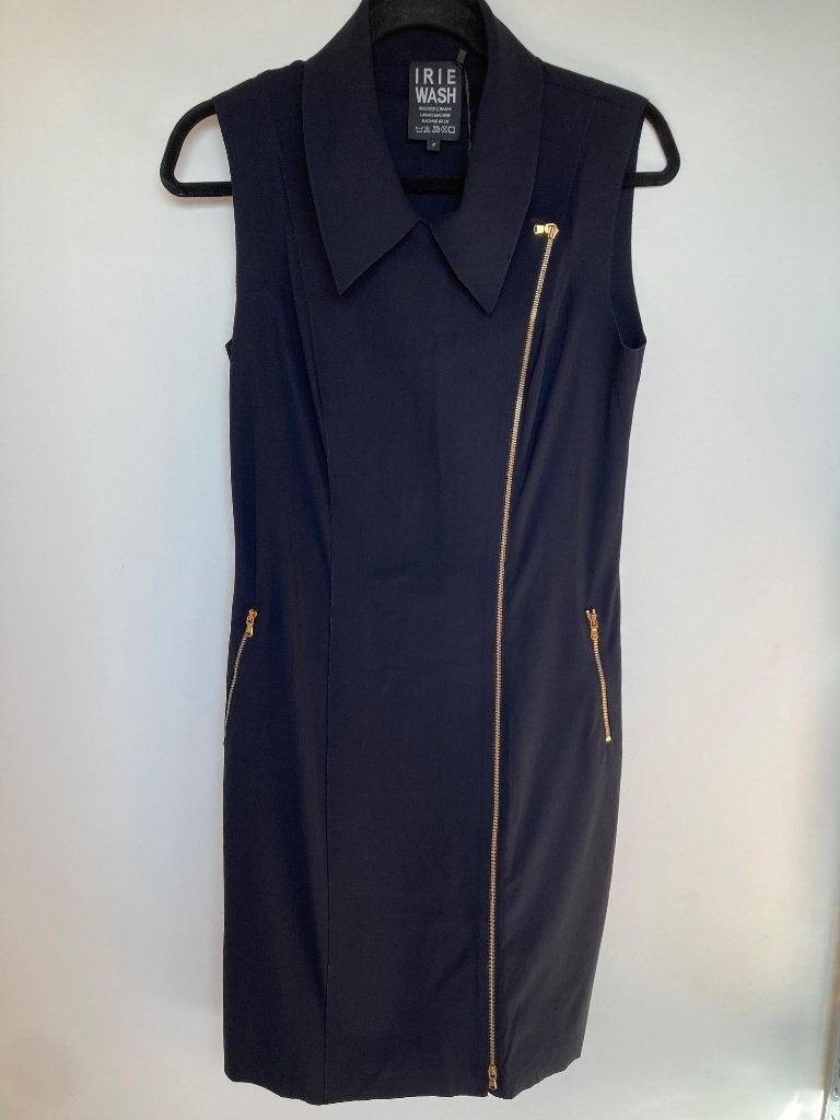 Ire Wash zwarte travelstof jurk met kraag en rits maat M, Maat 38/40 (M), Irie Wash, Zwart, BOUTIQUE@irieparis.com