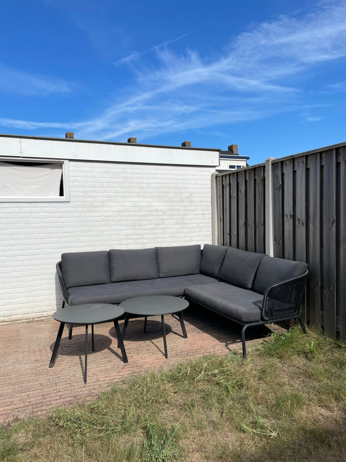 Mooie zwarte loungeset incl. 2 tafels, Ophalen, Gebruikt, Loungeset, Bank