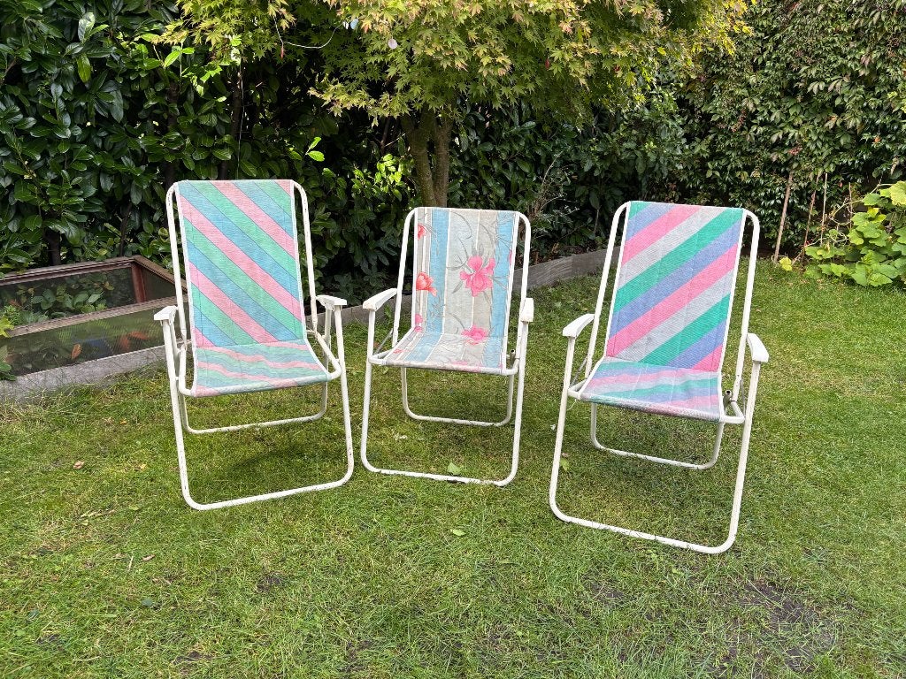Vintage camping stoeltjes (3 stuks), Ophalen, Gebruikt, Campingstoel