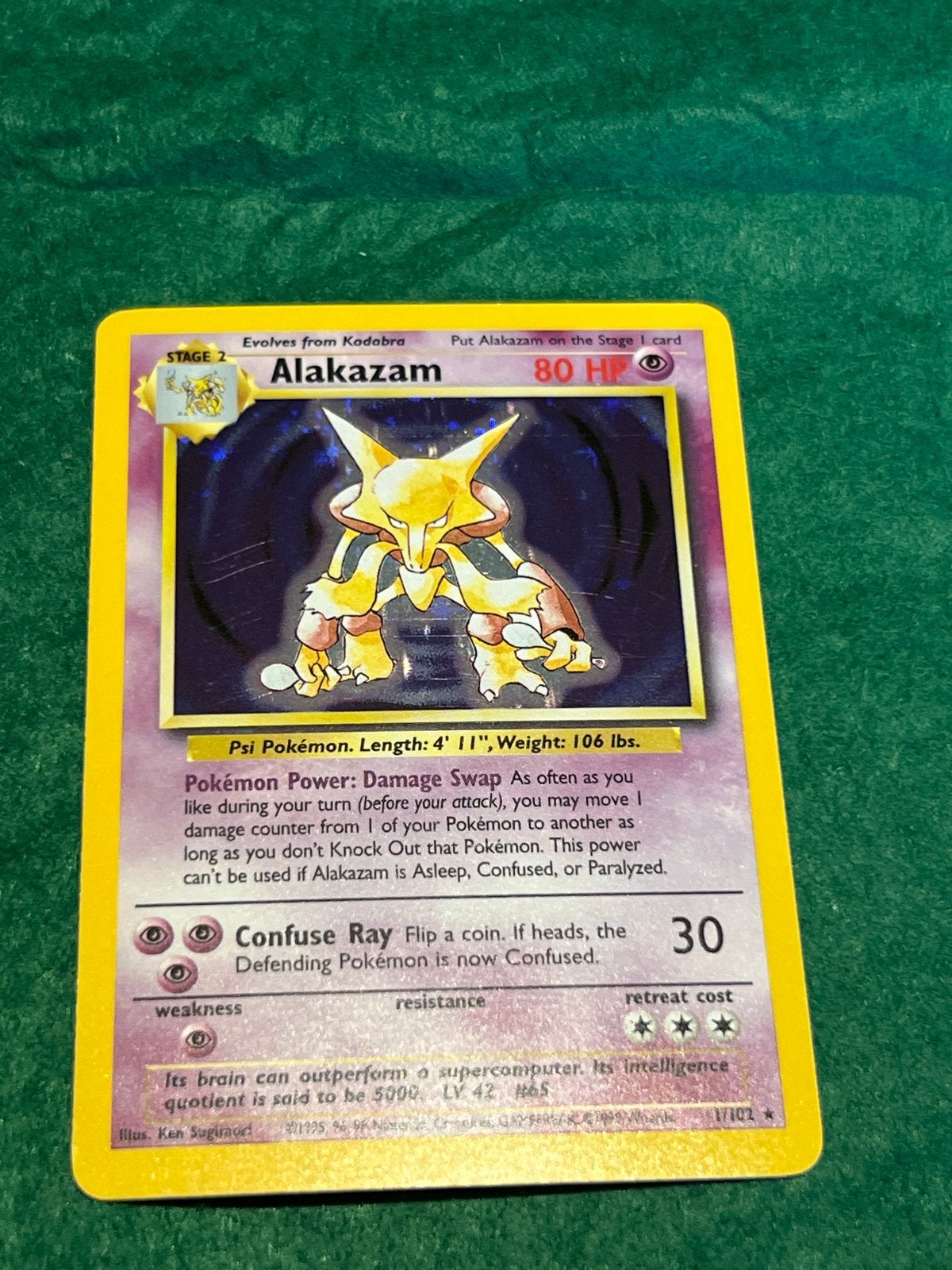 Pokémon Kaart Alakazam 80 HP Base Set Vintage, Ophalen, Gebruikt, Losse kaart