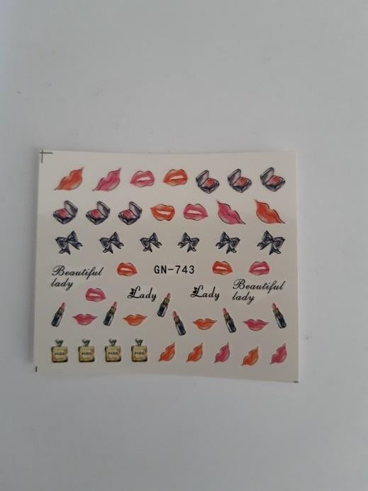 Velletje nagel water decals stickers GN-743 lippen mond, Verzenden, Nieuw, Oranje, Handen en Nagels