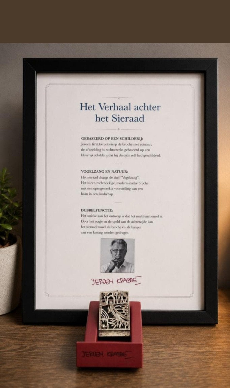 Jeroen Krabbé Broche/Hanger "Vogelzang" 925 Zilver 1999, 4 tot 7 cm, Ophalen of Verzenden, Zo goed als nieuw, Zilver
