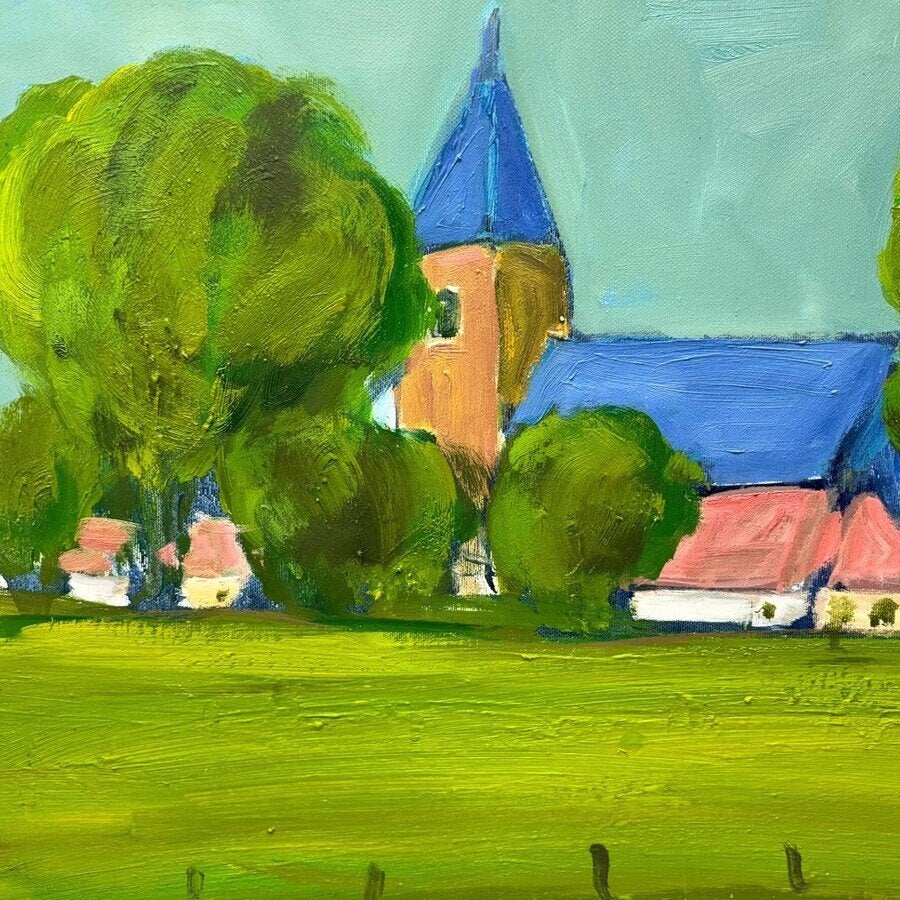 Wim van der Veer (1939) - Frans zomerlandschap, Ophalen of Verzenden