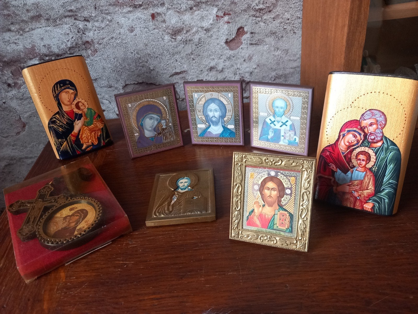 Diverse Russische iconen, waaronder een 3-luik, Ophalen of Verzenden