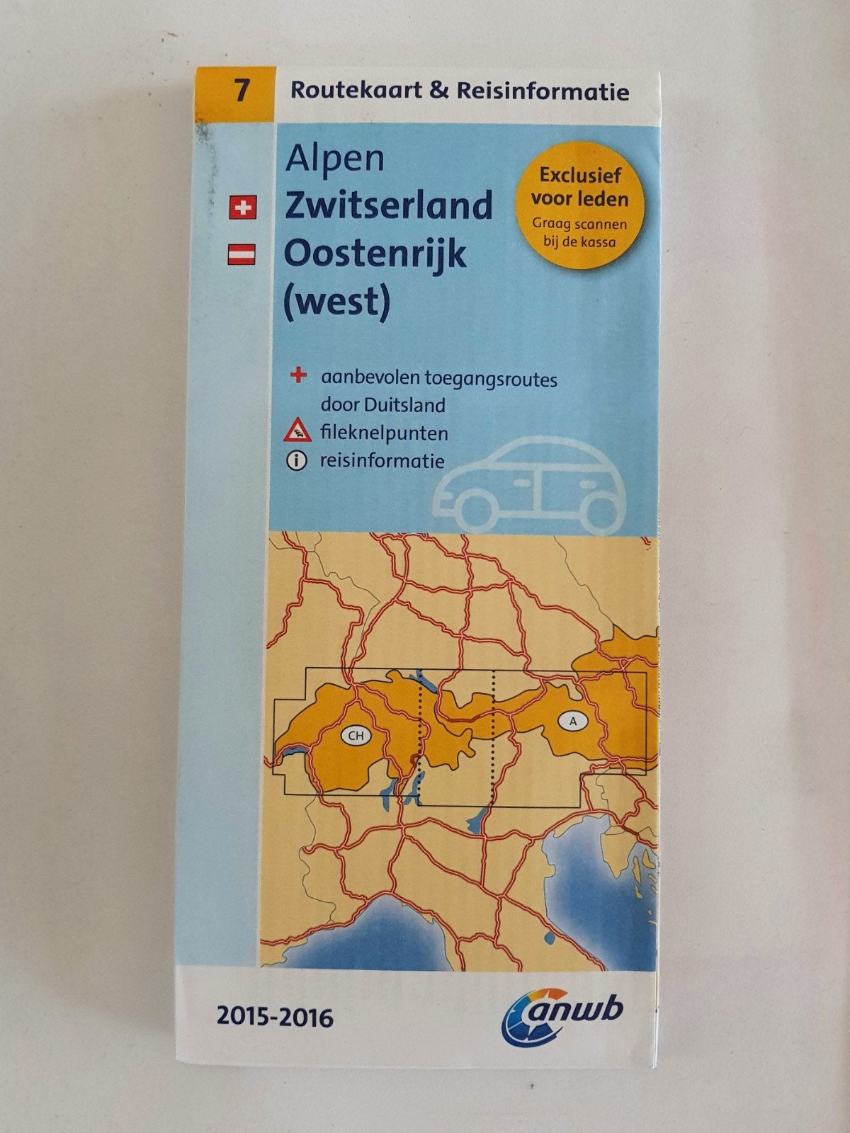 Auto wegenkaart Alpen Zwitserland Oosterijk / ANWB, Gelezen, Overige atlassen, Verzenden, 2000 tot heden