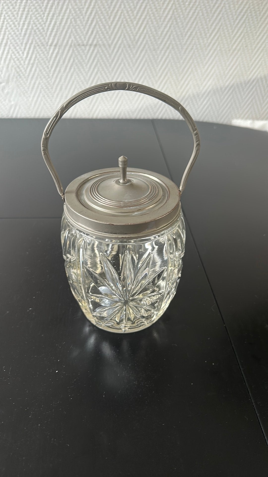 Vintage art déco koekjes pot  persglas met deksel, Ophalen of Verzenden