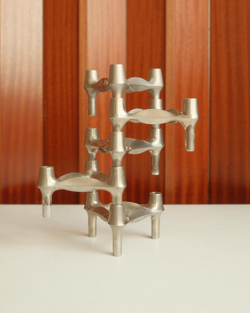 Modular Candle Holders in brushed Chrome – Stoff Nagel/BMF, Ophalen of Verzenden, Zo goed als nieuw, Grijs, Zilver