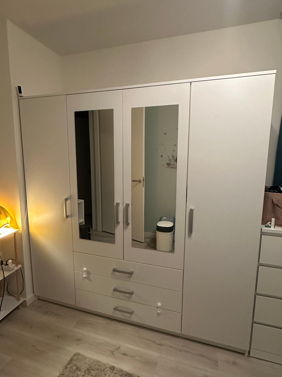 Jysk Kledingkast VELLERUP 200x200 wit, z.g.a.n., Huis en Inrichting, Kasten | Kledingkasten, Ophalen, 200 cm of meer, 150 tot 200 cm