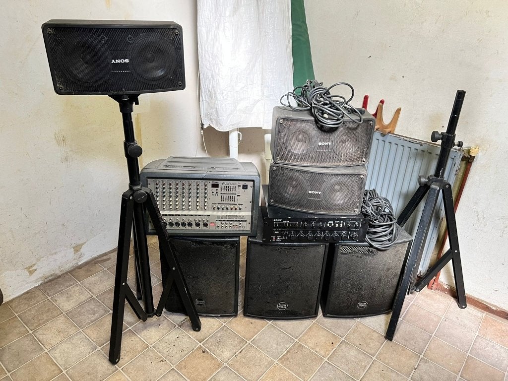 Sony PA-geluidsinstallatie speakers, versterker en statieven, Ophalen, Gebruikt, Audio