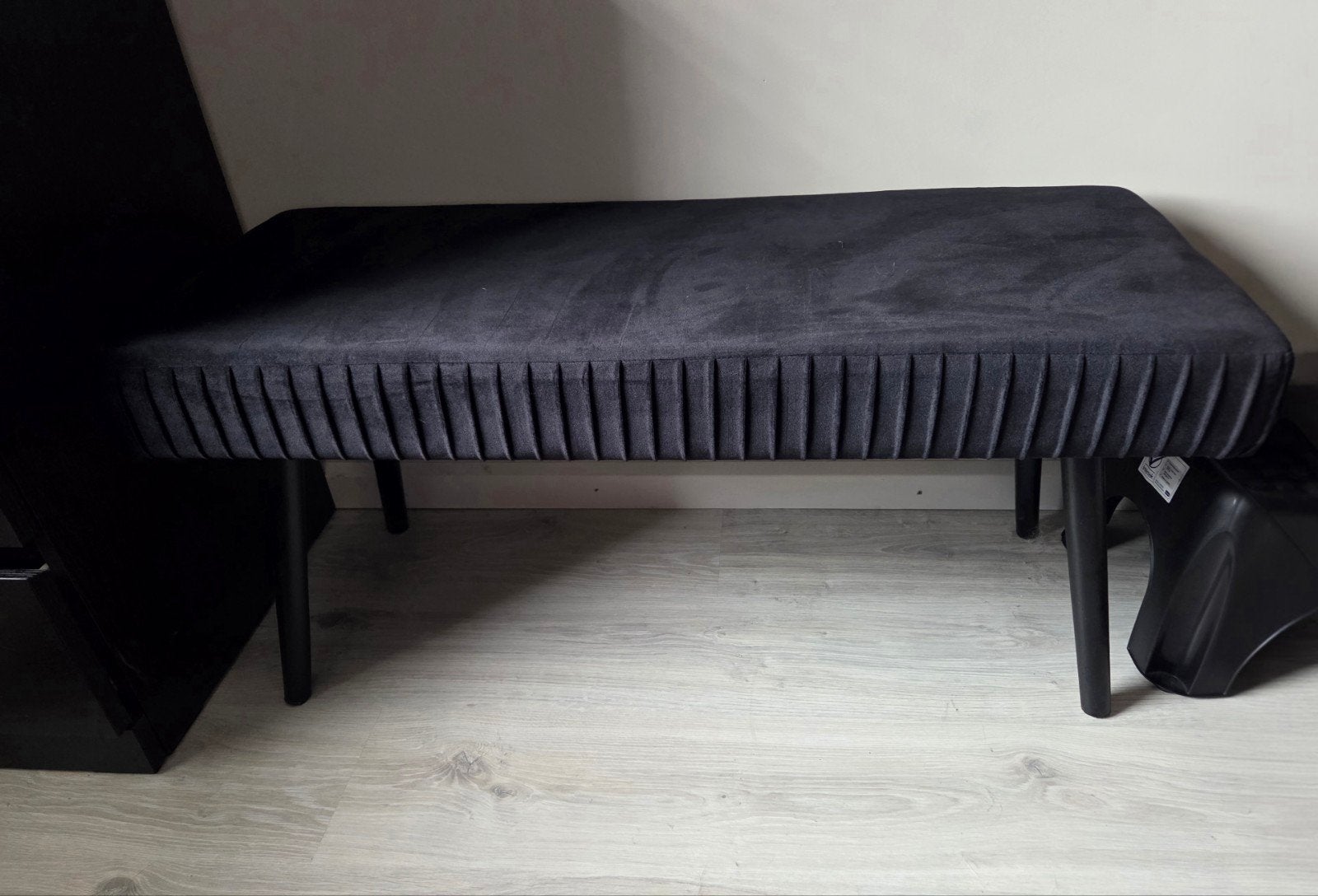 Zwart velvet bankje, Ophalen, Overige materialen, Minder dan 50 cm, Design