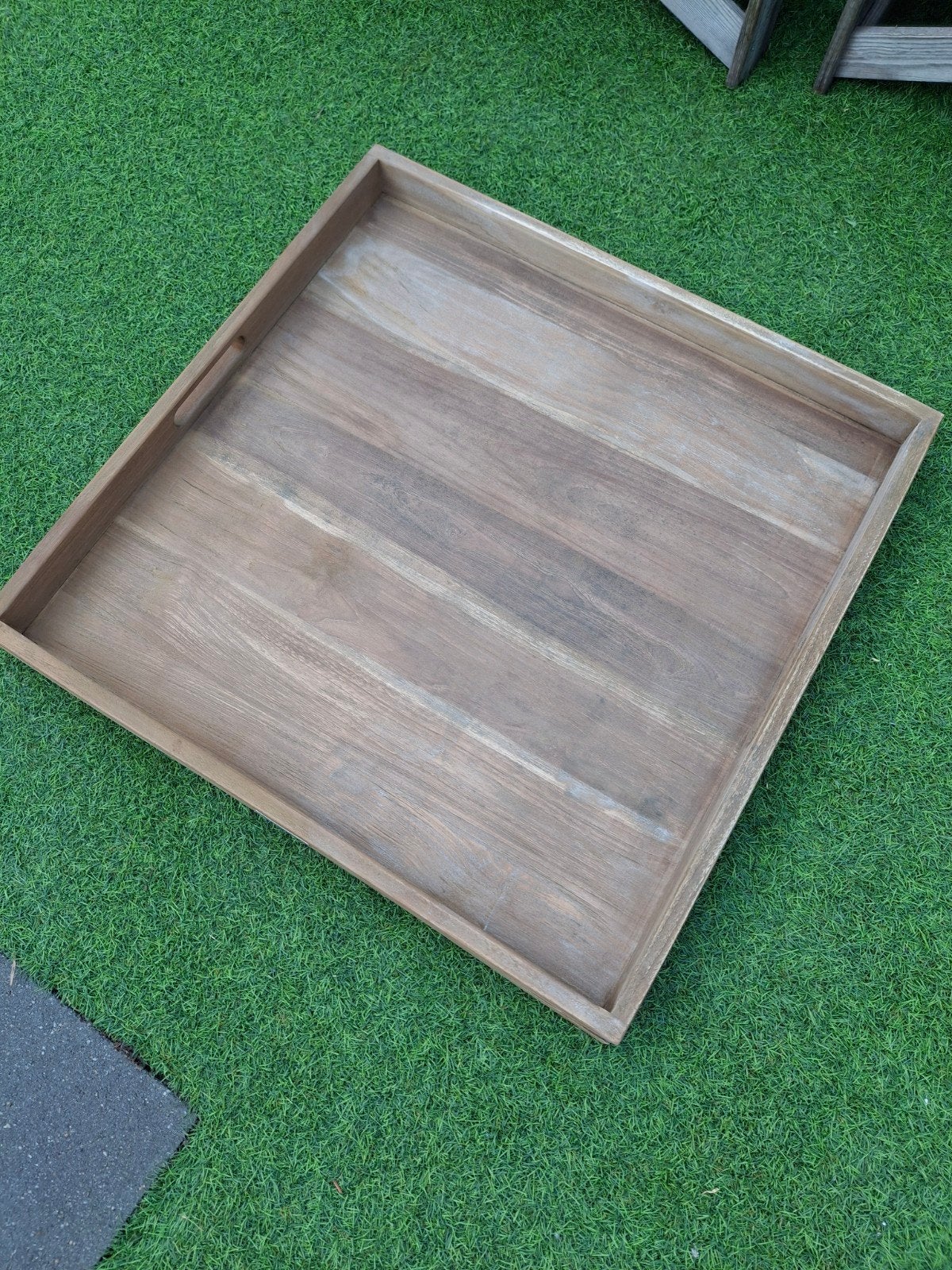 Greywash Teakhout dienblad 70x70 cm van Tuinmlmeubelshop, Ophalen, Zo goed als nieuw
