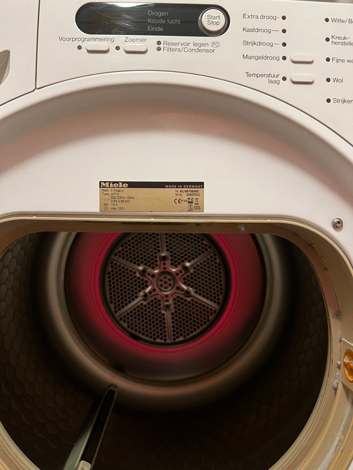 Miele T7748 C SoftCare System Condensdroger, Ophalen, 6 tot 8 kg, Gebruikt, Voorlader